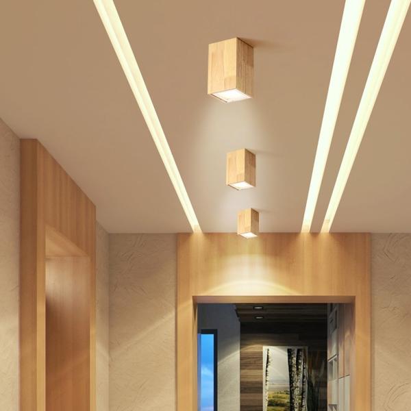 Nordic style round and square solid wood corridor led ceiling light living room Aisle wood led down light(WH-WA-57)