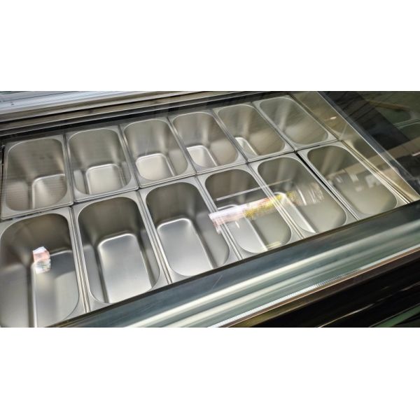 12 Pan Gelato Ice Cream Display Freezer Air Cooling Customized CE Approved