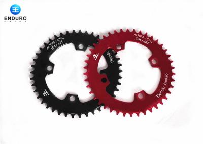 42 Tooth Mountain Bike Chainring With Black / Red Aluminum Alloy