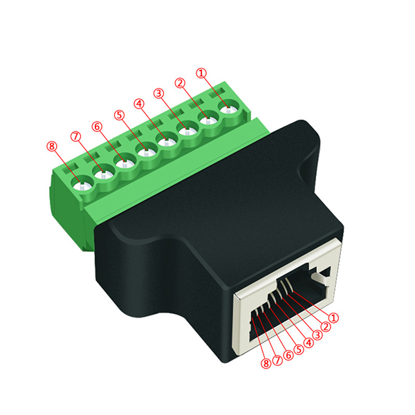 RJ45 Female Jack 8P8C to 8 Pin Screw Terminal Block Adapter for CCTV Vedio Solution