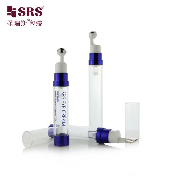 Free Sample Stainless Steel Ball Roll on Bottle 8ml 10ml 15ml Plastic PETG Eye Cream Airless Roller Bottle