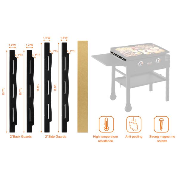 Ветровые экраны Blackstone Griddle из магнитной нержавеющей стали с капотом и задней жировой чашей