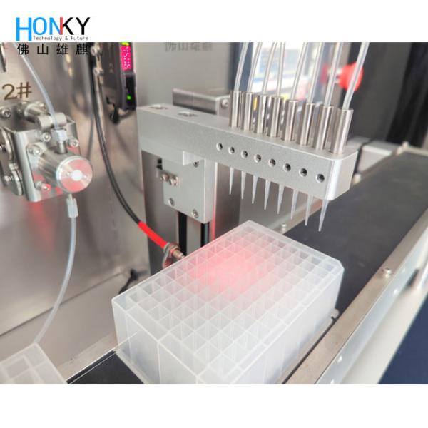 Máquina de llenado de líquidos para placas de pocillos profundos PCR de escritorio de tamaño pequeño con múltiples canales de llenado para el llenado de reactivos biológicos