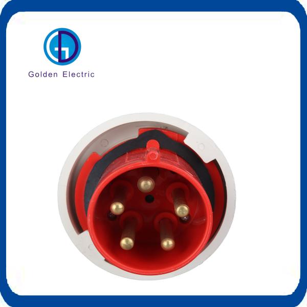 Dustproof PA66 3 Pin Industrial Plug 220V Yellow Red Streamlined Installation