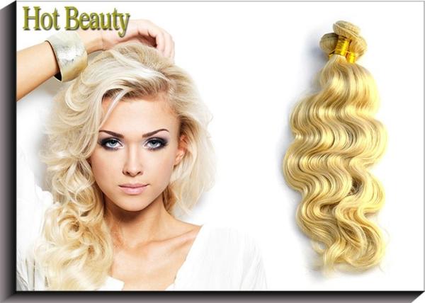 Hot Beauty Russian Virgin Human Hair Extensions Body Wave Remy Hair Weft Color 613