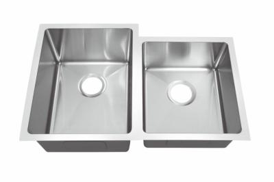Manual dobro da banca da cozinha de Undermount da bacia feito com superfície lustrada