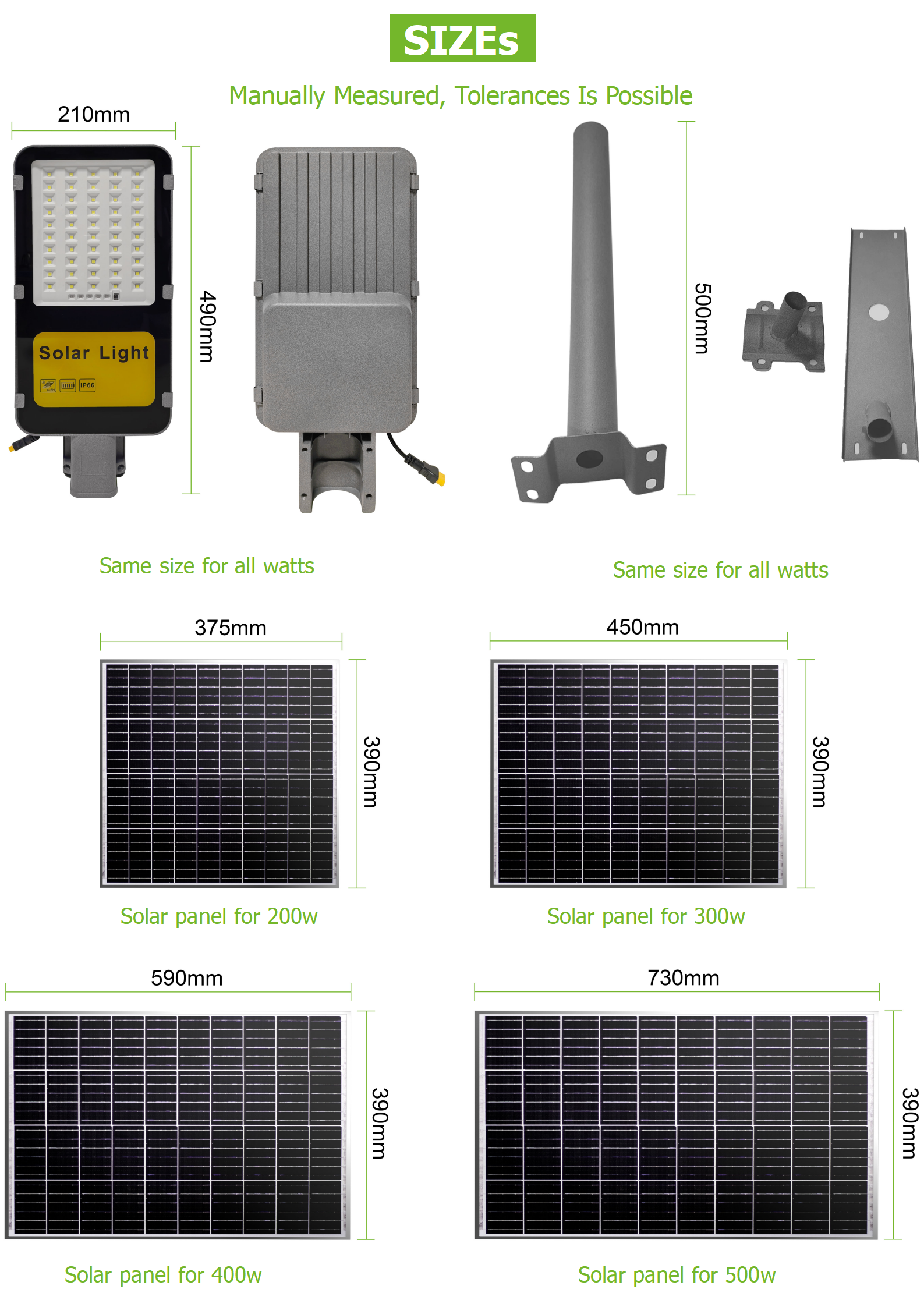 200W 300W 400W 500W Classsic Aluminum Solar Street Lights For Village Yard Outdoor