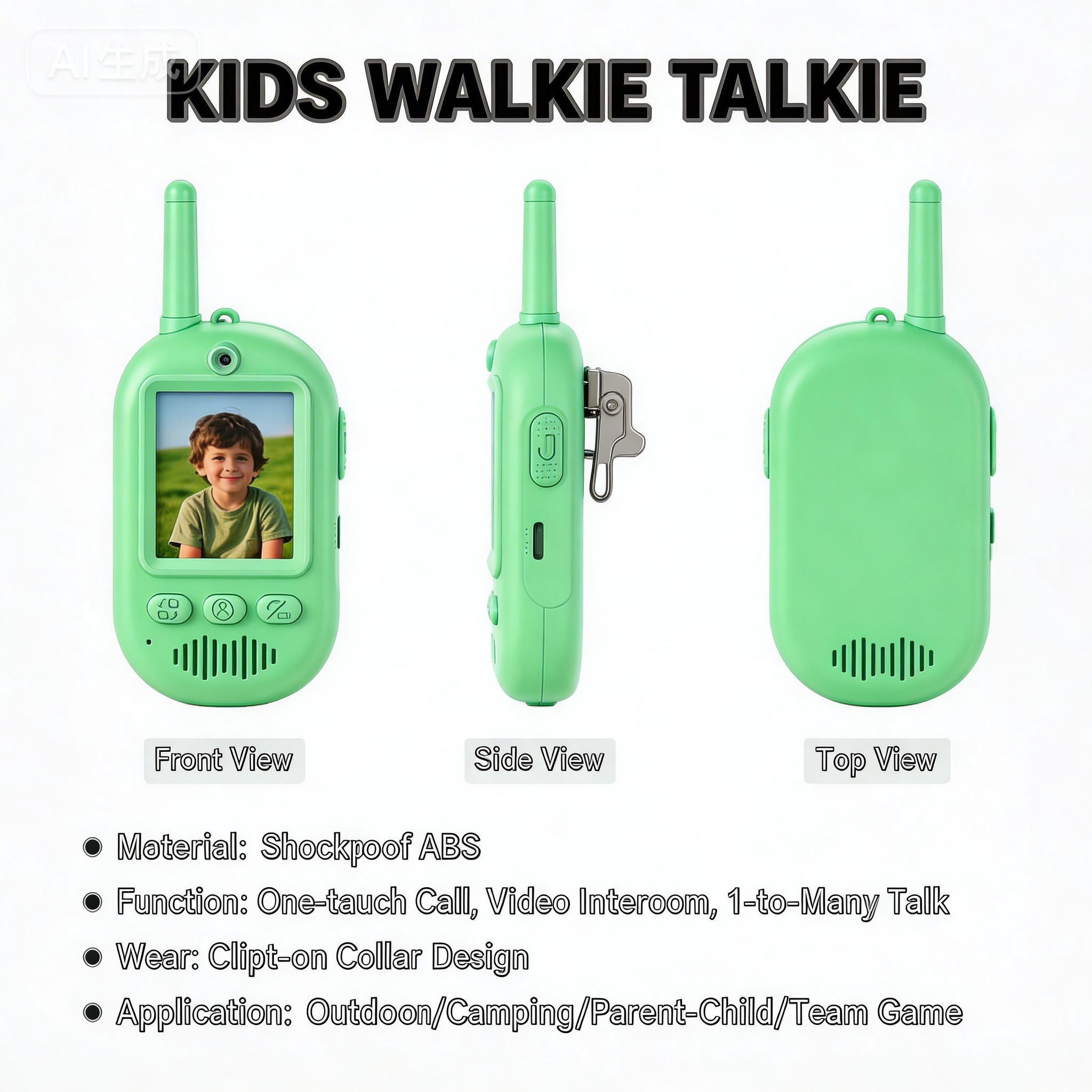 Handheld Kids Walkie Talkie Easy Operation One Key Call Age 3-12 Children Wireless Custom Packaging