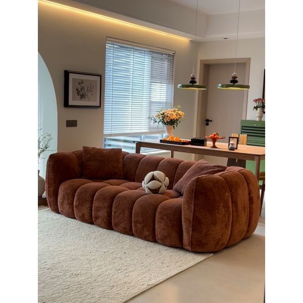 Custom Retro Straight Comfortable Sponge Corner Modular Sofa Living Room Cloud Couch Compressed Sofa for Villa Apartment