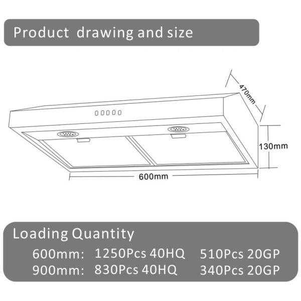 Wall Mounted Ventilator Slim Cooker Hood Silver Kitchen Appliance