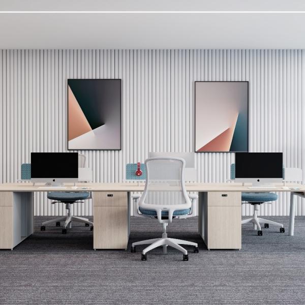 Support customization Commercial Office Furniture Two or Four-Person Staff Table with Screen Separated and Filing Cabinets
