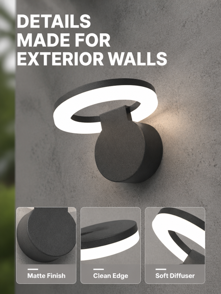 Modern LED Exterior Wall Light with Motion Sensor 0-10V Dimming for Front Door and House Entrance