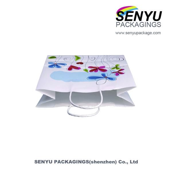 250g Printed Paper Bags / Personalised White Paper Bags CMYK Or Pantone Color