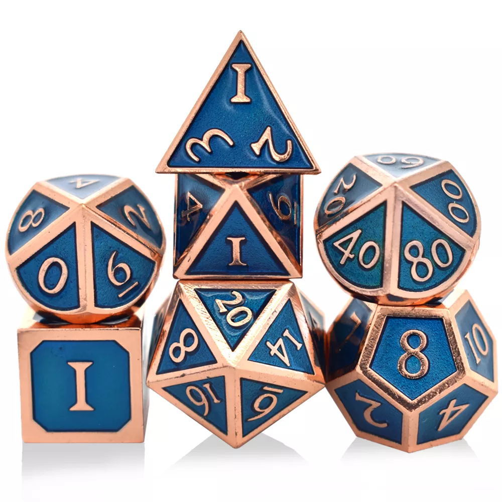 High Quality Zinc Alloy 7pcs Set Custom Logo Metal Dice for D&D RPG Dungeons Dragons