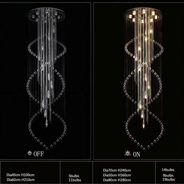 Manggic Large Size Spiral Long Spiral Modern Staircase Foyer Chandelier(WH-NC-22)