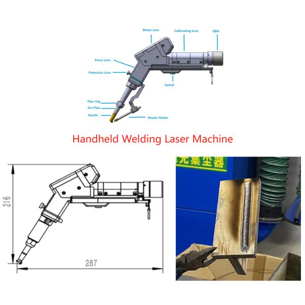 Máquina de soldadura por láser de motor único de fibra de mano para acero / acero inoxidable y aluminio