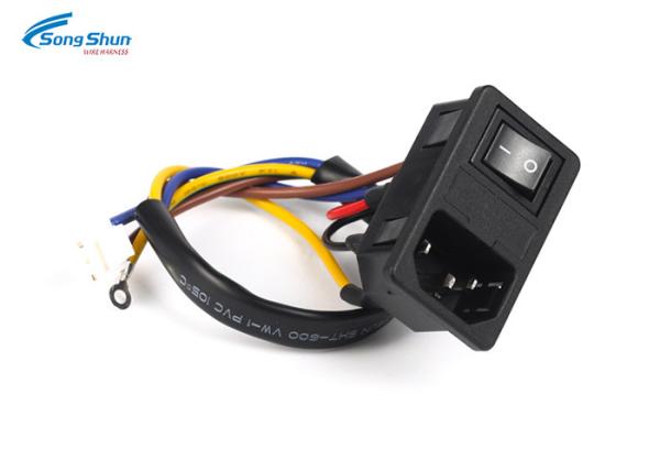18awg JST VHR-4 Power Cord Cable 220v C14 PVC Jacket With Switch Telecommunication
