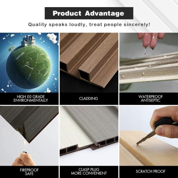 Деревянная облицовка Интерьер Пластмассовый композитная пластинка для покрытия с пластом Виниловая древесина Декоративная 3D стена WPC