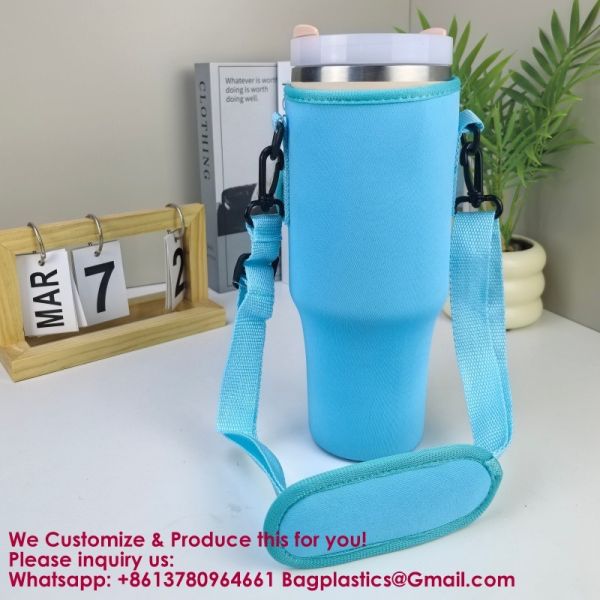 Water Bottle Carrier Bag Holder 40 Oz Tumbler Cup Accessories Neoprene Pouch Sleeve With Adjustable Crossbody Strap