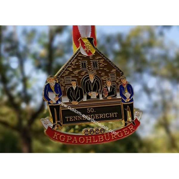 Silkcreen Printing Die Casting Carnival Medal Gold And Silver Plating