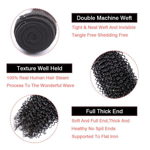 Full Cuticle 100%Virgin Human Hair Weave Kinky Curly Hair Bundle No Tangle