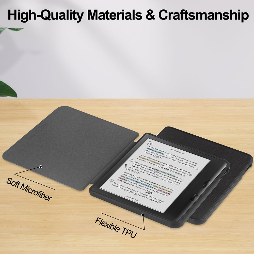 For Laudtec Kobo Libra 7 E-Reader Cover Pure Color Simple Business Style Auto Sleep/Wake Function Magnetic Leather Pbk313 for