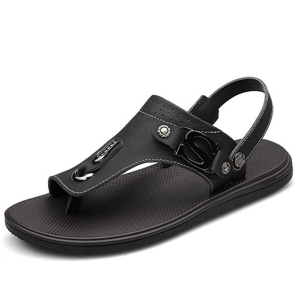 Comfortable Mens Leather Slippers Shoes With Genuine Leather Upper