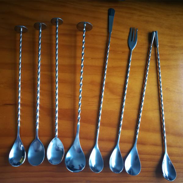 Cocktail Mixing Stainless Steel Bar Spoon Cocktail Shaker Spoon Long Twisted