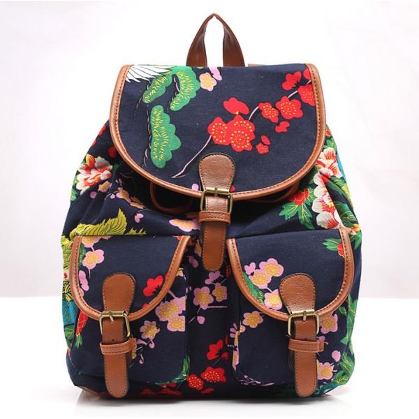 2016 new spring and summer fashion casual female bag printing canvas backpack