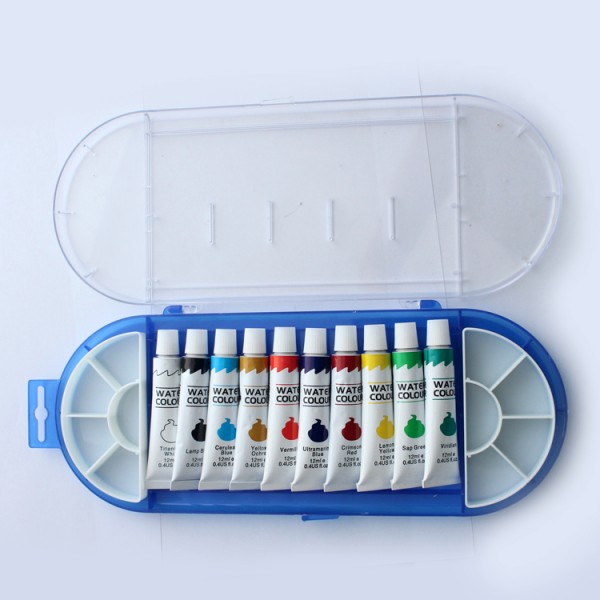 Wholesale custom10 color art painting PP box 12ml watercolor paint