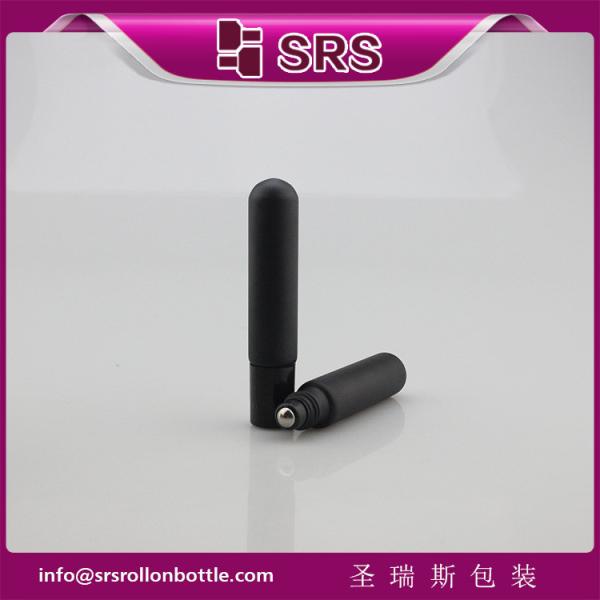 SRS luxury empty 10ml matte black glass roll on bottle for perfume