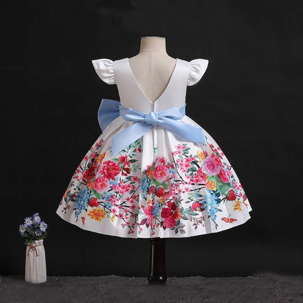 Princesa grande Dress do aniversário dos bebês do vestido da curva da cópia da criança da roupa do vestido das crianças
