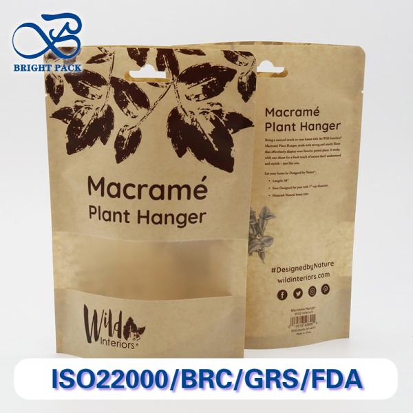 Recyclable And Degradable Kraft Paper Pouches With Transparent Windows For Daily Products Packaging With Custom Printing.