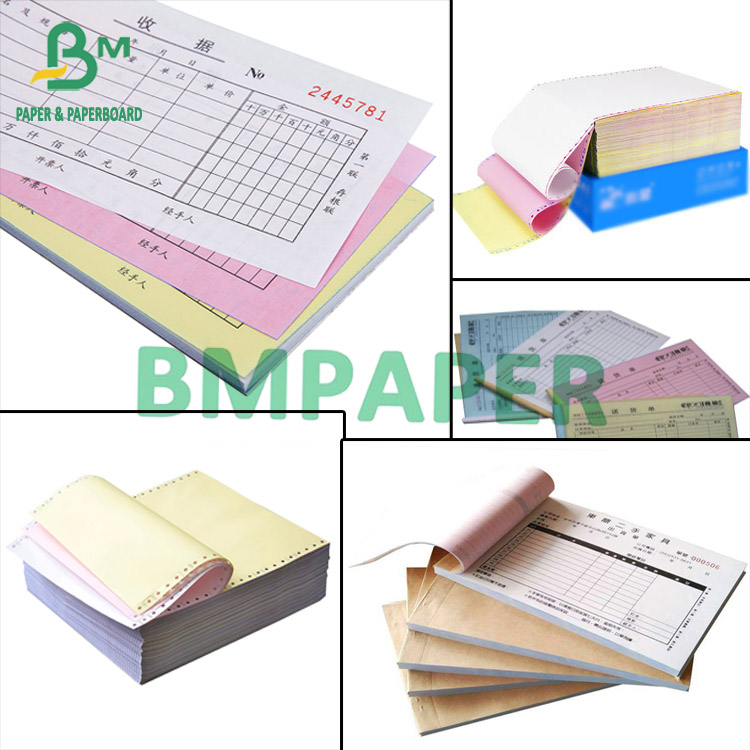 Carbonless Ncr Paper CB/CFB/CF 3 Ply Impression Invoice Paper Five Color Computer Form Paper Прямая целлюлозная целлюлозная бумага без углерода CB CFB CF 3 слоя бумаги для печати счета-фактуры Пятицветная компьютерная форма бумаги