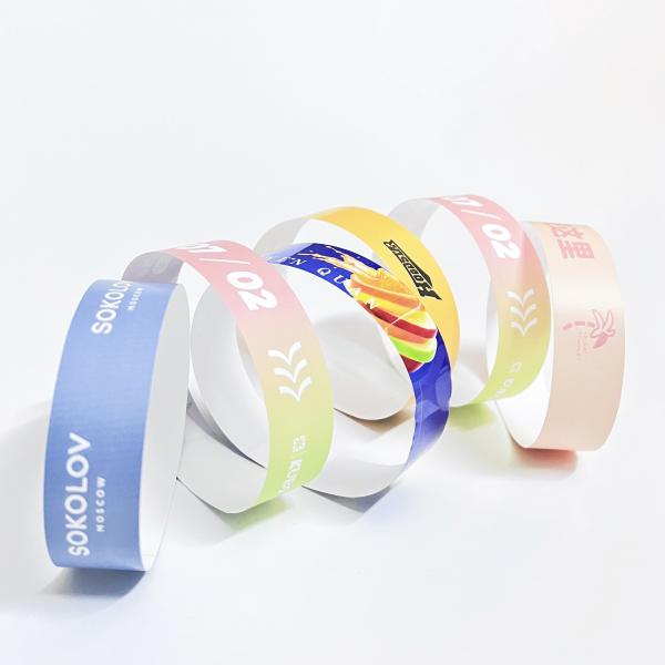 Plain Neon Tyvek Wristbands , Waterproof Number Paper Wristbands For Events
