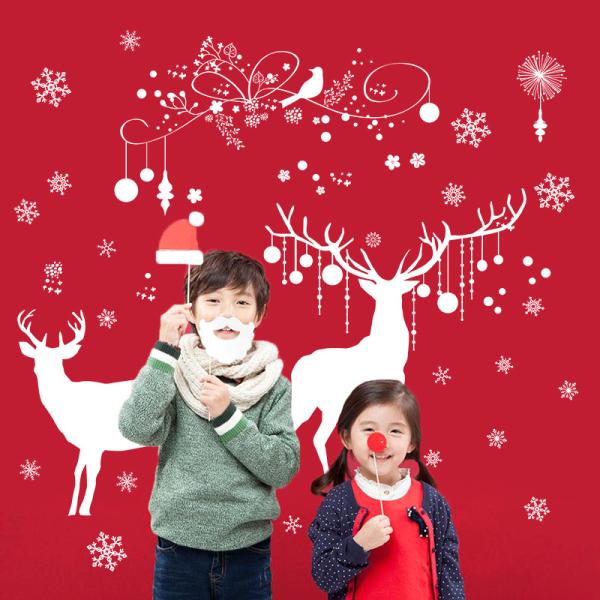 Christmas Tree David'S Deer Christmas Wall Stickers PVC Bedroom Decoration