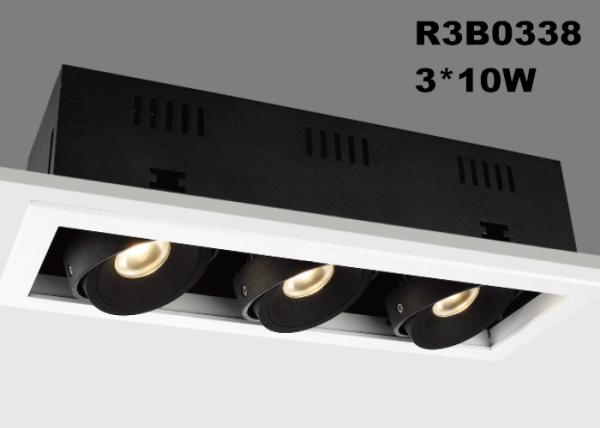 Tilt 30deg Square Trim LED Recessed Downlight 3*10W Triple head 2700K 240mA