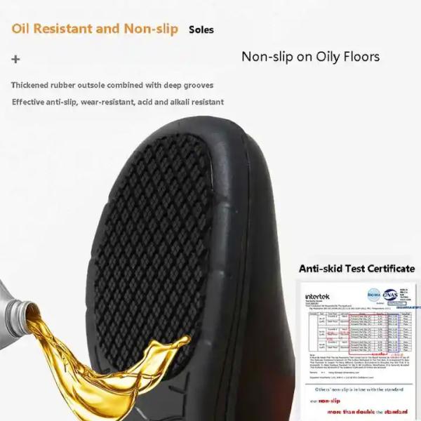 Обычные черные легкие обувь для медсестёр Нескользящие резиновые подошвы Сандалии водонепроницаемые коровая кожа Шеф-обувь