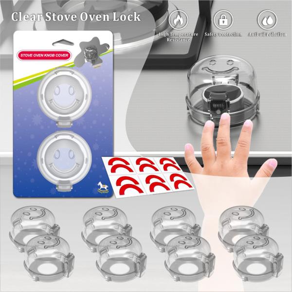 Adhesive Fixing Large Size Transparent Gas Oven Knob Safety Cover