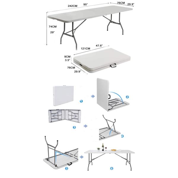 Plastic Rectangle Length 242cm Foldable Outdoor Table SNUGLANE