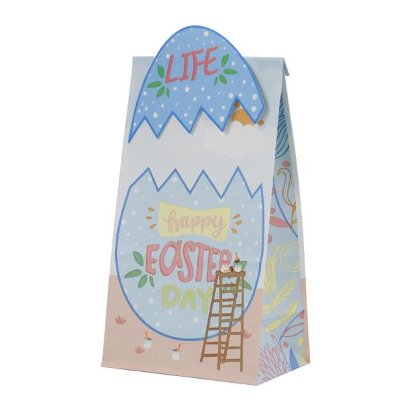 Fold-over Flap Food Packaging Paper Bag，Easter Day Food Takeaway Paper Biodegradable Bags