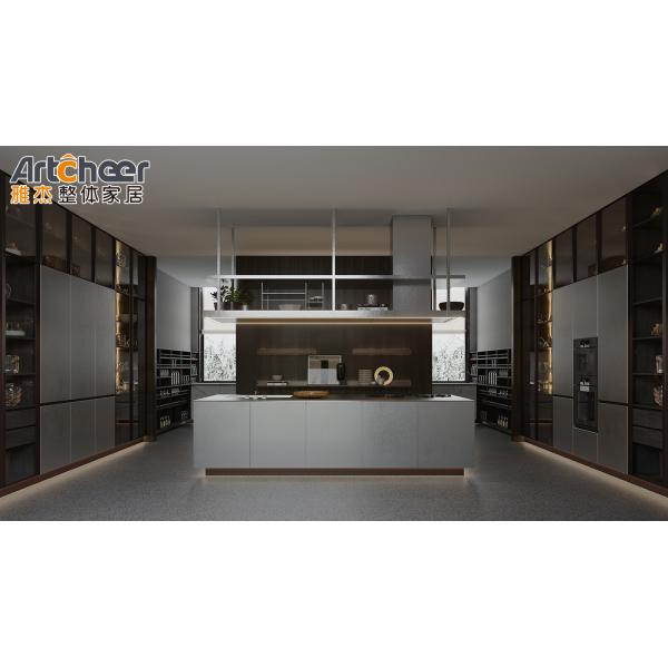 Кухонная мебель из твердого дерева Современный кухонный шкаф с роскошным кухонным островом