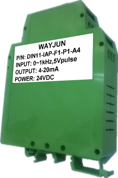 WAYJUN 3000V isolation Frequency to Current/Voltage Isolated Transmitter DIN35 signal converter green