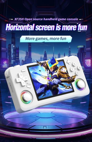 Console de jeu vidéo portable rétro XF35H, écran IPS 3,5 pouces, batterie lithium-polymère 4000mAh, 64 Go/128 Go de jeux intégrés
