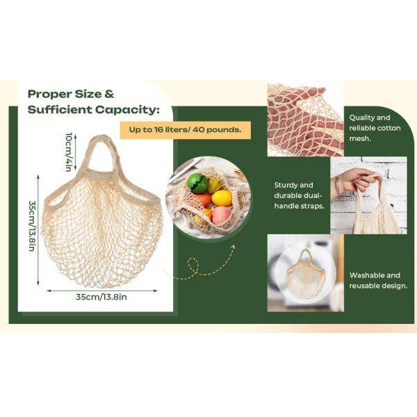 Washable Reusable Cotton Mesh Tote Bags For Produce