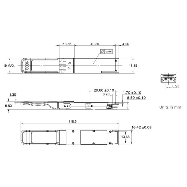 Одиночный дуплекс LC одиночного режима приемопередатчика QSFP28 приемопередатчика 100G 40KM оптического волокна 3.3V