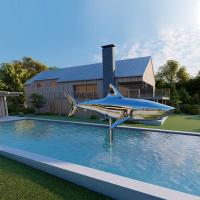 Outdoor Swimming Pool Decoration Stainless Steel Shark Sculpture