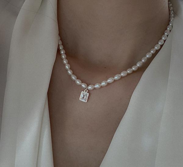 42cm Natural Freshwater Pearl Necklace 14.6g Chain With S925 Silver Pendant