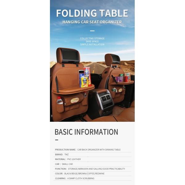 Car Trip Car Additional Accessories Back Seat Organizer With Folding Dining Table