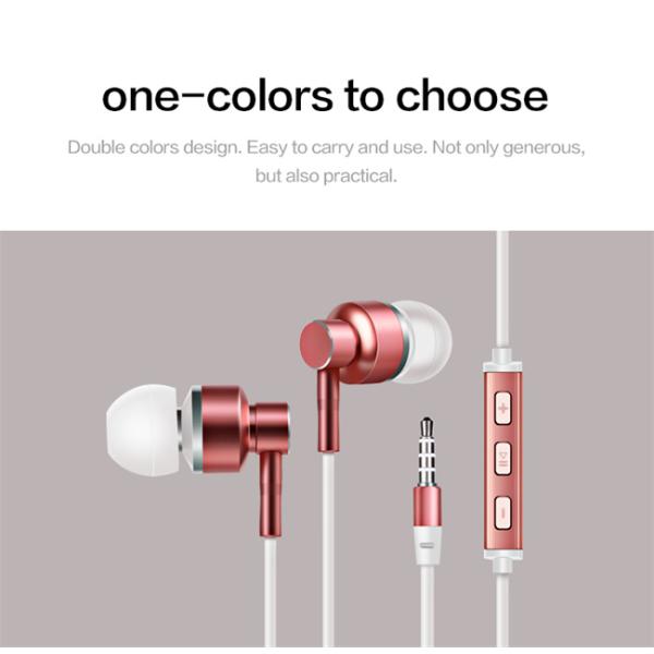 In Ear High Bass 20mw Metal Wired Earphones Mic Volume Control